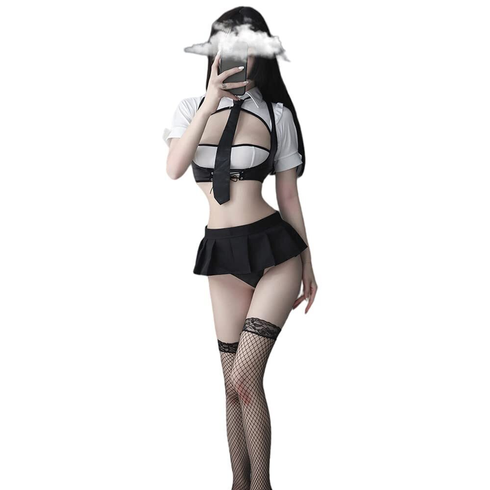 4417 Lingerie bra and panty set role-playing lingerie set 7931Black